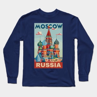A Vintage Travel Art of Moscow - Russia Long Sleeve T-Shirt